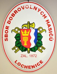 Enamel oval sign for fire stations with a municipal coat of arms