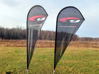 Beach flags with company logo