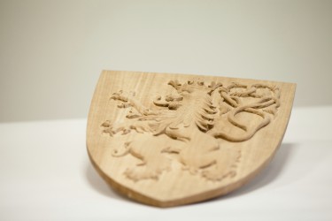 Hand-carved lesser coat of arms of the Czech Republic