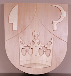 Wood carved coat of arms