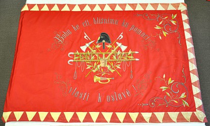 Historical banner of Volunteer Fire Brigade (SDH) Židlochovice, before its restoration