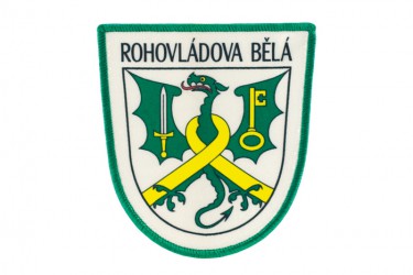 Patches with a name and a coat of arms of a village, town, township