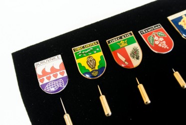 Custom-made lapel pins for villages, towns and townships
