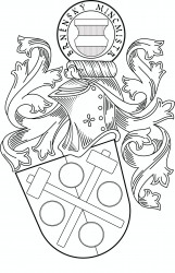 Personal heraldic achievement in black and white