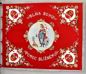 Replica of a historic banner for the Volunteer Fire Brigade (DHZ) Kostolany