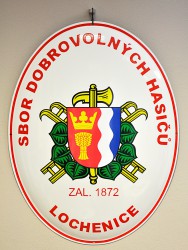 Firebrigade enamel oval with a coat of arms and the year of the foundation