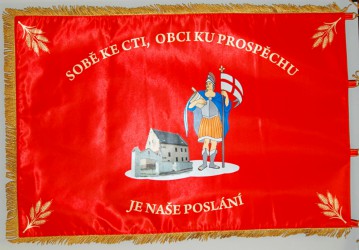 Printed satin banner of the Volunteer Fire Brigade (SDH) Švábov