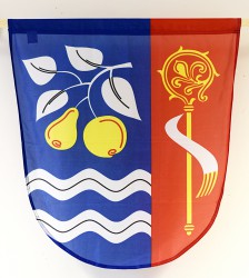 Smaller version of printed banner of arms