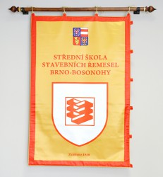 Ceremonial double-sided printed satin banner of SŠSŘ Brno – Bosonohy