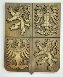 Hand-carved greater coat of arms of the Czech Republic