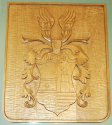 Wood carved personal coat of arms