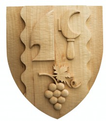Wood carved coat of arms for villages / towns / townships