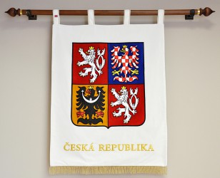Embroidered ceremonial greater coat of arms of the Czech Republic