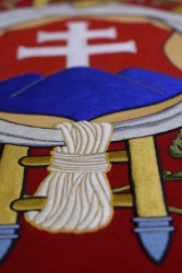 Close-up of the embroidery on the front side of the replica for Volunteer Fire Brigade (DHZ) Pezinok